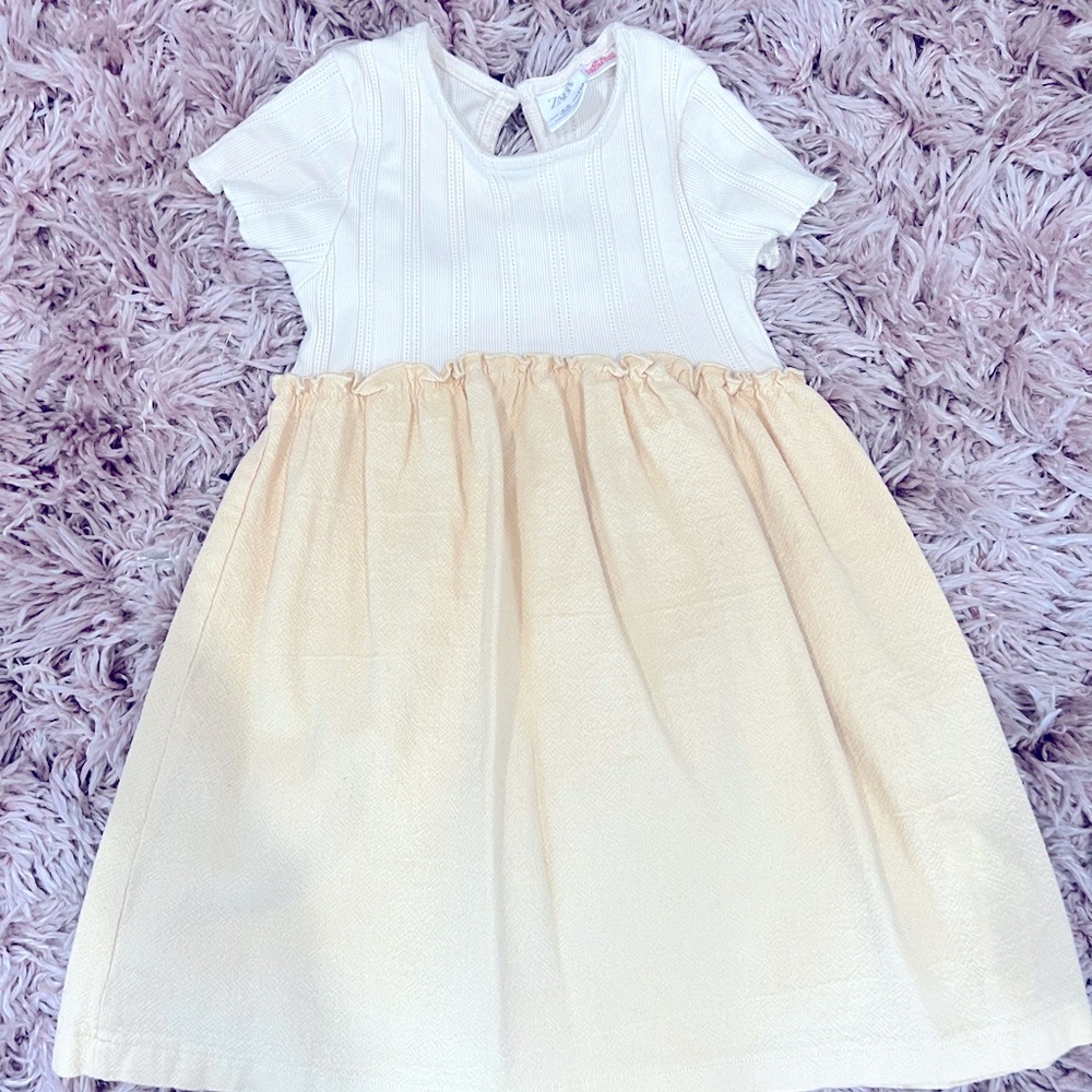 Zara Cream and Pale Yellow Girls' Knit Bodice Dress - Picture 8 of 8